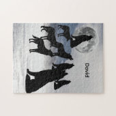 Personalisierte heulende Wölfe Vollmond Puzzle (Horizontal)