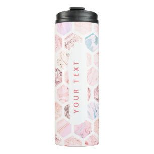 Personalisierte Hexagon-Rosen-Marmor-Flasche Thermosbecher