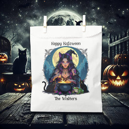 Personalisierte Hexe und Cauldron Halloween Geschenktütchen