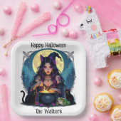 Personalisierte Hexe und Cauldron Halloween Pappteller (Party)