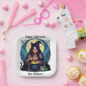 Personalisierte Hexe und Cauldron Halloween Pappteller (Party)