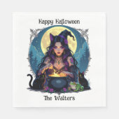 Personalisierte Hexe und Cauldron Halloween Serviette (Vorderseite)