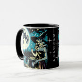 Personalisierte Hexe und Schwarze Katze Halloween Tasse (Vorderseite Links)