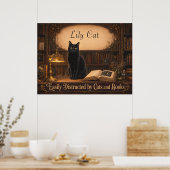 Personalisierte Hexenkatze und Bücher Gemütliche B Poster (Küche)
