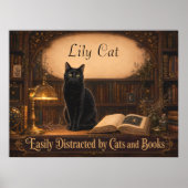 Personalisierte Hexenkatze und Bücher Gemütliche B Poster (Vorne)