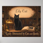 Personalisierte Hexenkatze und Bücher Gemütliche B Poster (Vorne)