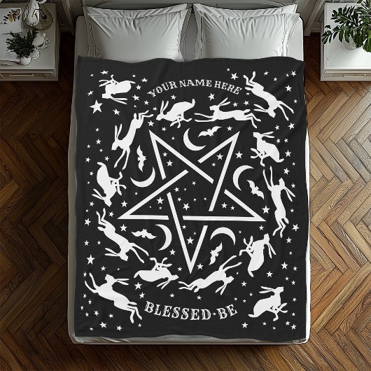 Personalisierte Hexerei Hare Pentagram Gothic Fleecedecke
