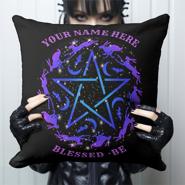 Personalisierte Hexerei Hare Pentagram Gothic Kissen (Von Creator hochgeladen)