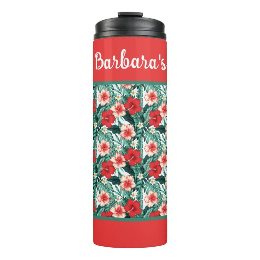 Personalisierte Hibiskusblüten Thermosbecher (Vorderseite)