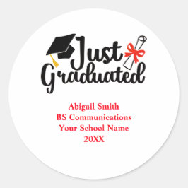 Personalisierte High School Uni Red Black Runder Aufkleber