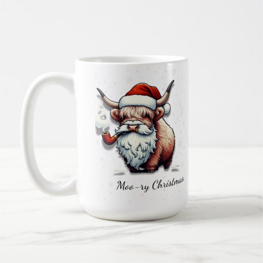 Personalisierte Highland Cow Santa Kaffeetasse (Links)