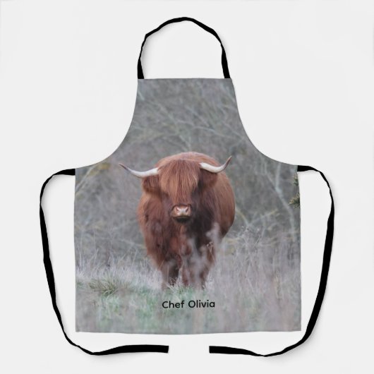 Personalisierte Highland Cow Schürze (Vorderseite)
