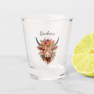 Personalisierte Highland-Kuh Schnapsglas