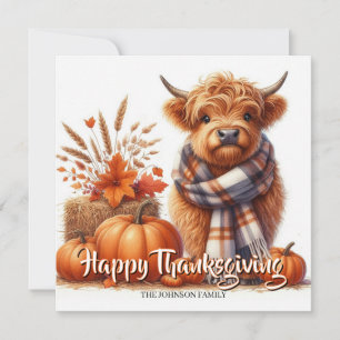 Personalisierte Highland-Kühe Thanksgiving-Karte Karte