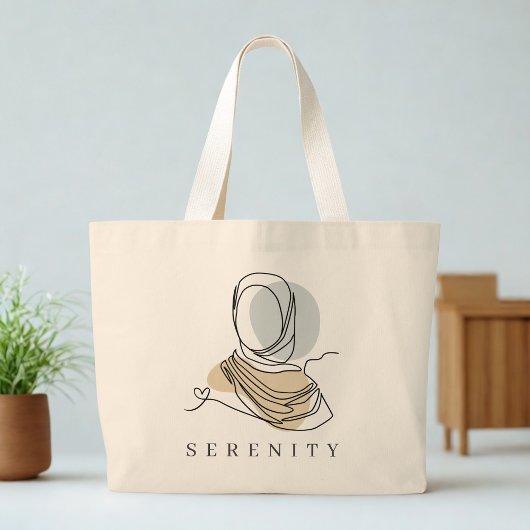 Personalisierte Hijab-Linienkunst-Tasche | World H Jumbo Stoffbeutel