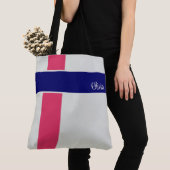 Personalisierte Himbeere Dunkelblaue Streifen Tasche (Von Nahem)