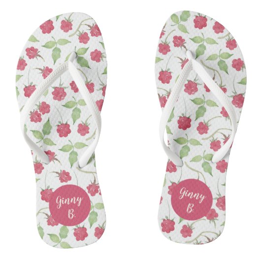 Personalisierte Himbeeren Badesandalen (Fußbett)