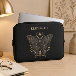 Personalisierte Himmelsmotte Dunkle Botanische Lap Laptopschutzhülle