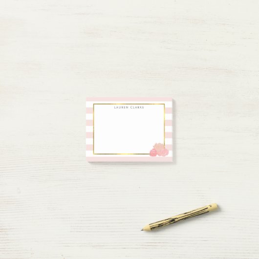 Personalisierte Hinweise zu Rosa Streifen und Blus Post-it Klebezettel (Auf Schreibtisch)