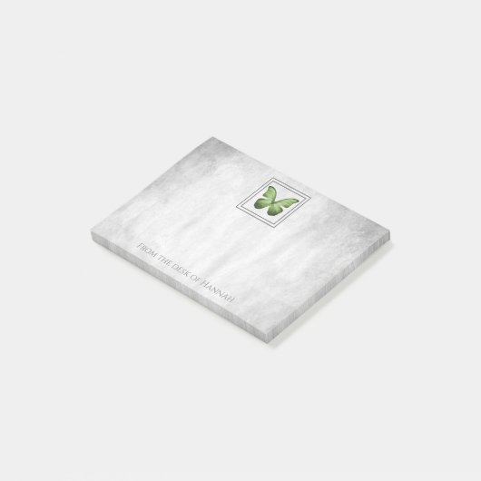 Personalisierte Hinweise zum grünen Schmetterling Post-it Klebezettel (angewinkelt)