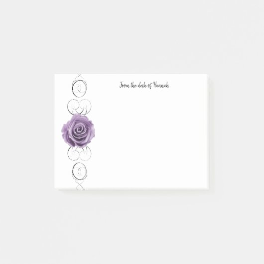 Personalisierte Hinweise zur lila Rose Post-it Klebezettel (Vorderseite)