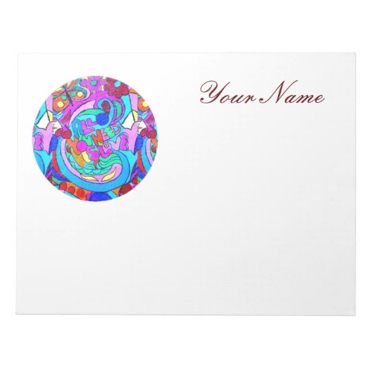 personalisierte Hippie Groovy Liebe Notizblock (Vorderseite)