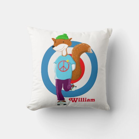 Personalisierte Hipsterfox-Kinder Kissen (Vorderseite)