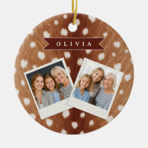 Personalisierte Hirschdruck-Geschenke in neutraler Keramik Ornament