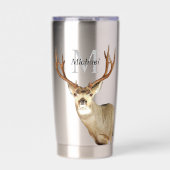 Personalisierte Hirschjagd Monogram Antlers Thermobecher (Vorderseite)