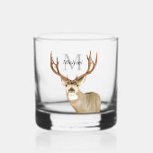 Personalisierte Hirschjagd Monogram Antlers Whiskyglas (Vorderseite)