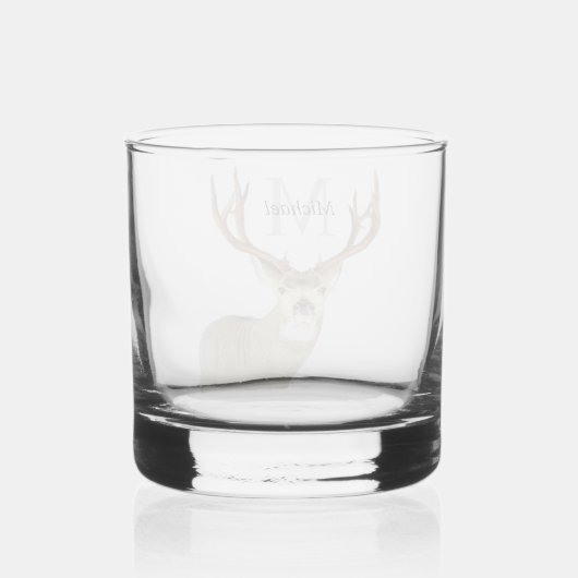 Personalisierte Hirschjagd Monogram Antlers Whiskyglas (Rückseite)