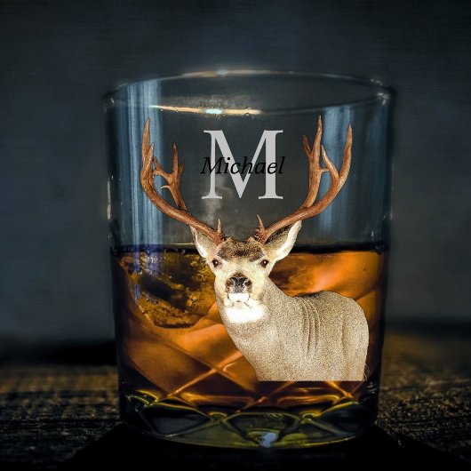Personalisierte Hirschjagd Monogram Antlers Whiskyglas