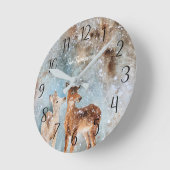 Personalisierte Hirschwinterszene Runde Wanduhr (Winkel)
