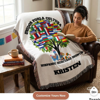 Personalisierte Hispanic Heritage Month Baumflagge Decke