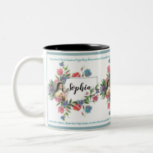 Personalisierte Hl. Therese mit Memorare-Gebet Zweifarbige Tasse