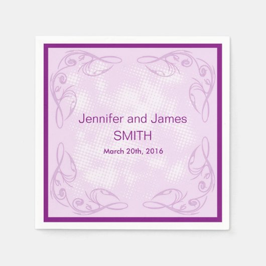 Personalisierte Hochzeit Abstrakter Swirl Lila Serviette (Vorderseite)
