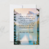 Personalisierte Hochzeit am Bergsee Dankeschön Kar Dankeskarte (Rückseite)