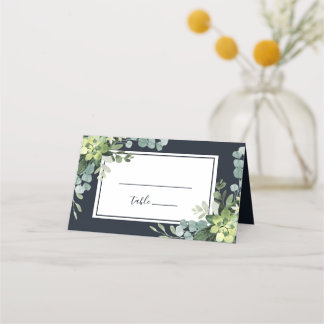 Personalisierte Hochzeit am Navy Blue Succulent We Platzkarte