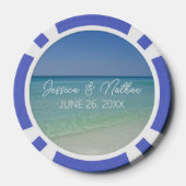 Personalisierte Hochzeit am schönen Strandhorizont Pokerchips (Rückseite)