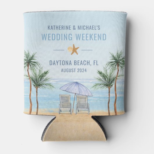 Personalisierte Hochzeit am Strand Dosenkühler (Vorderseite)