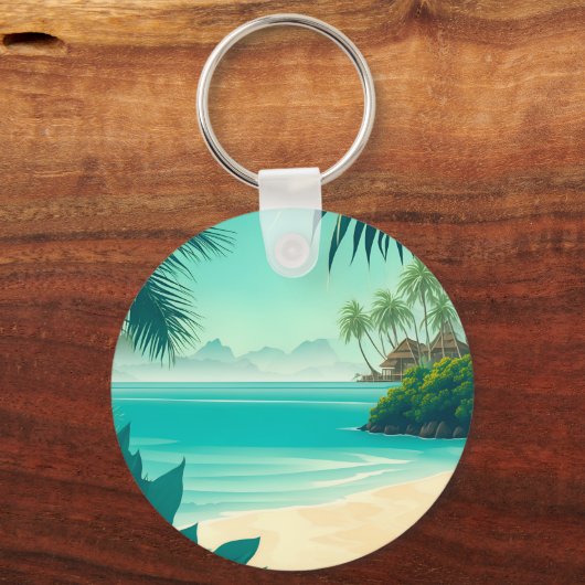 Personalisierte Hochzeit am Strand Schlüsselanhänger (Rückseite)