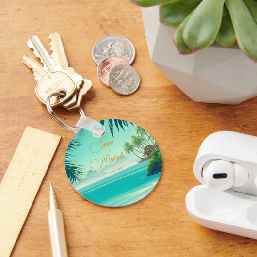Personalisierte Hochzeit am Strand Schlüsselanhänger (Schreibtisch)