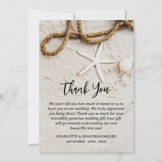 Personalisierte Hochzeit am tropischen Strand Dankeskarte (Vorderseite)