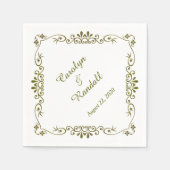 Personalisierte Hochzeit an der antiken Goldgrenze Serviette (Vorderseite)