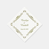 Personalisierte Hochzeit an der antiken Goldgrenze Serviette (Ecke)