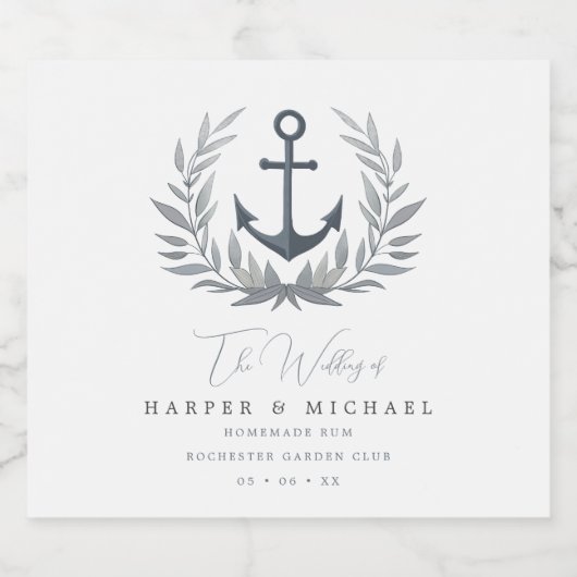 Personalisierte Hochzeit an der Küste Alkoholflaschenetikett (Einzelnes Label)