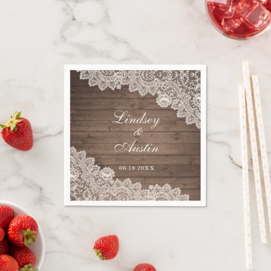 Personalisierte Hochzeit aus rustischem Holz Serviette (Beispiel)