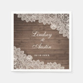 Personalisierte Hochzeit aus rustischem Holz Serviette (Vorderseite)