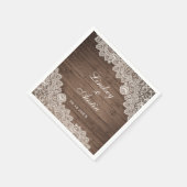 Personalisierte Hochzeit aus rustischem Holz Serviette (Ecke)
