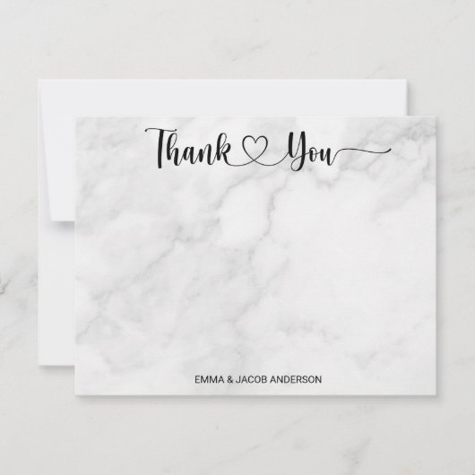 Personalisierte Hochzeit aus weißem Marmor Dankeskarte (Vorderseite)